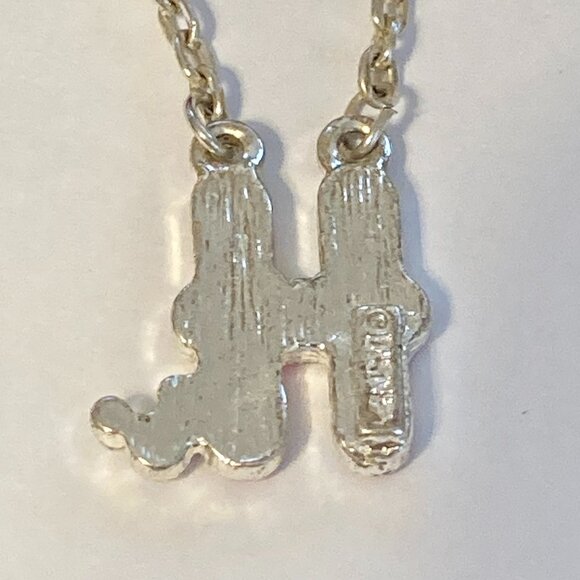 Vintage Disney Mickey Mouse Ears Necklace Initial Letter "H" 17-19" Pink Enamel - Picture 5 of 10